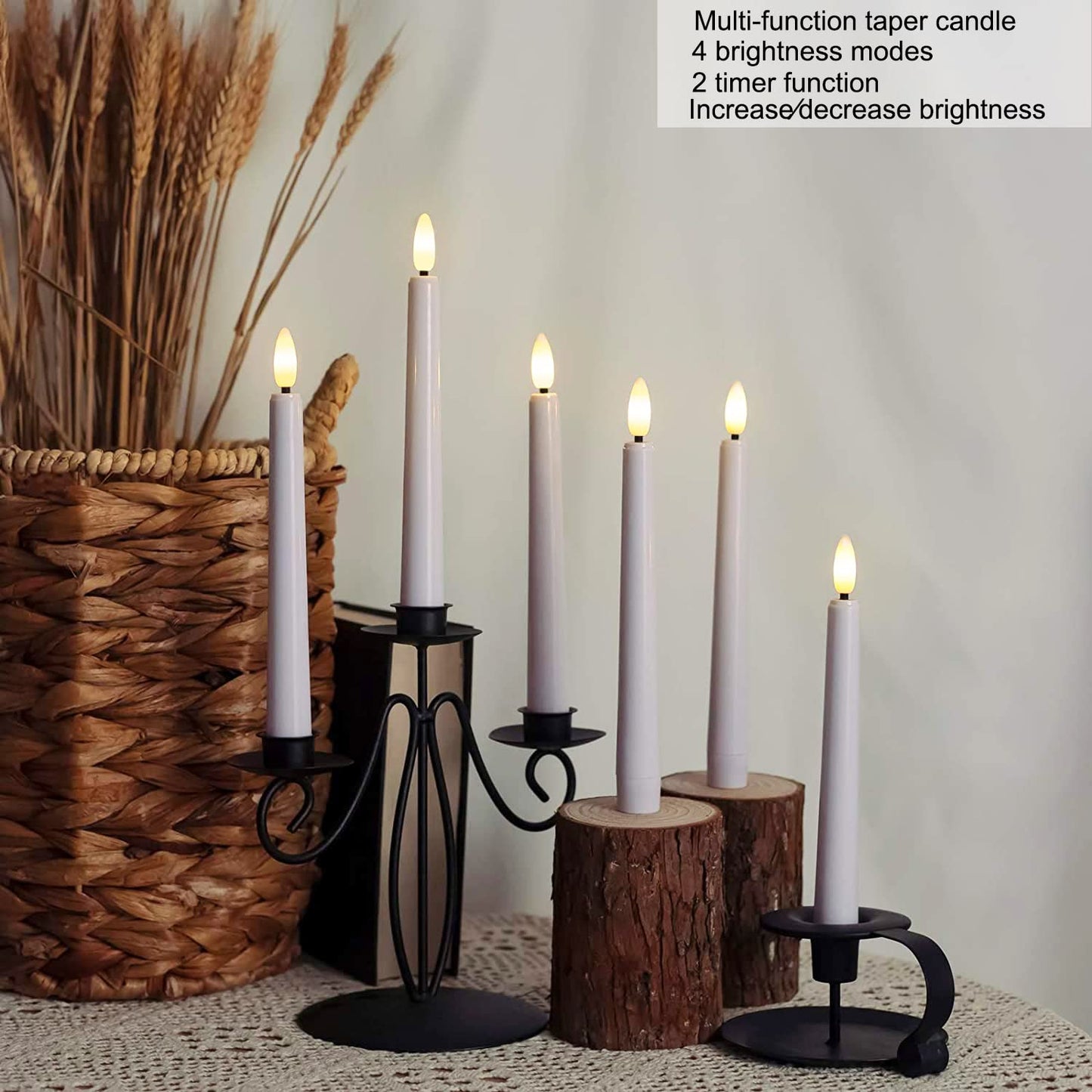 FREEPOWER Flameless Window Candles,Battery Opeated LED Taper Candle with Cycle Timer, Remote & Suction Cups,for Christmas Home Wedding Decor Pack of 9
