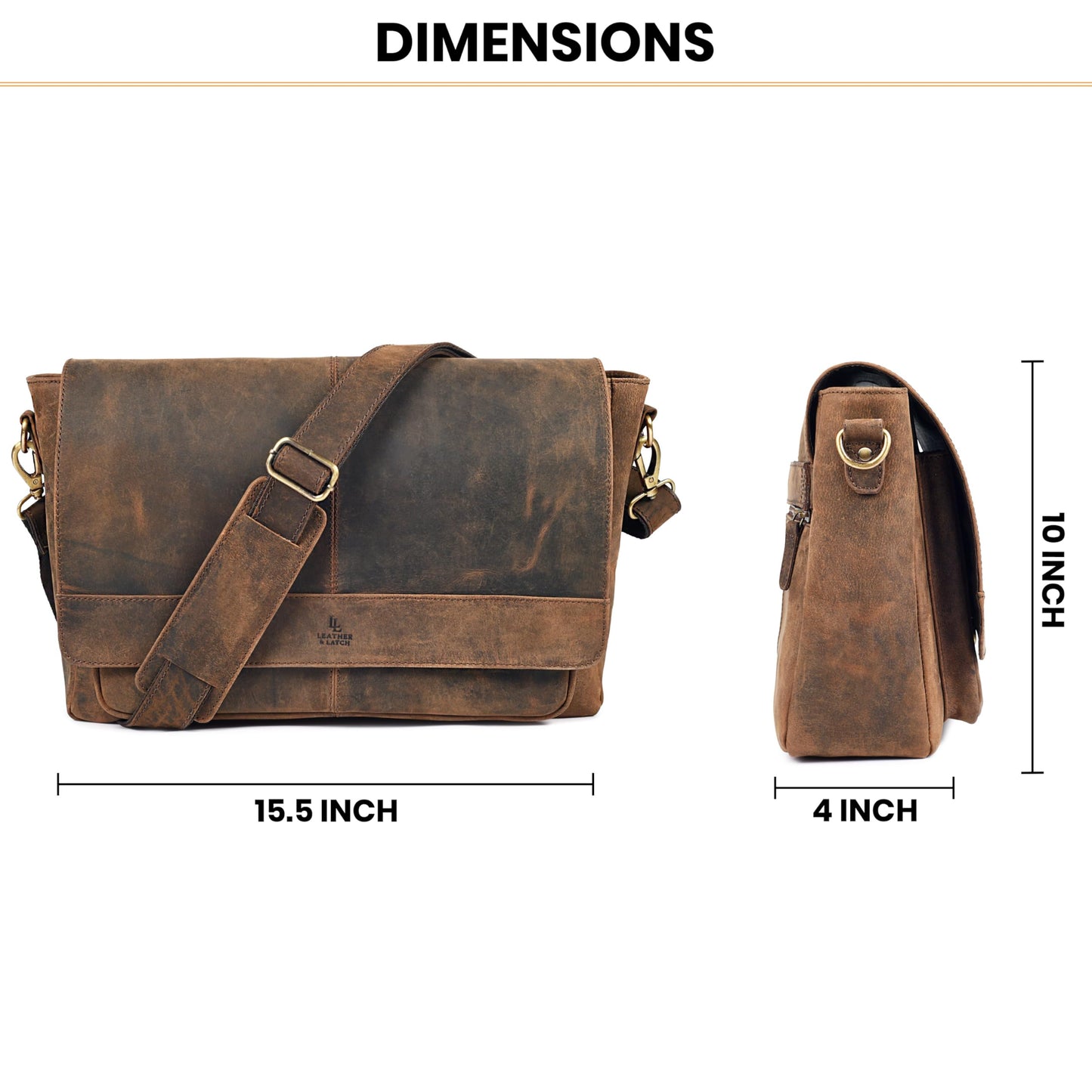 Genuine Leather Handmade Laptop Messenger Bag-16 Inch Satchel - Brown Shoulder Bag for Men & Women, Crossbody Work Bag for Travel, Office, and Daily Use