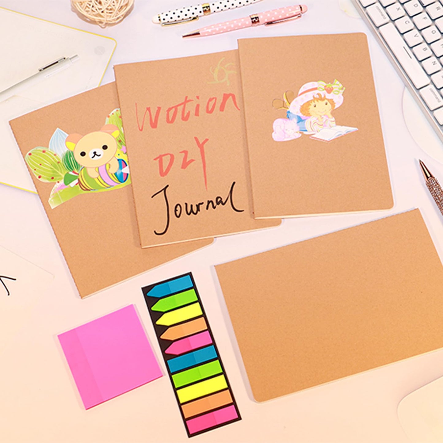 48 Pack Notebook Journals for Travelers, Students and Office, Writing Sketchbook Memo Diary Subject Notebooks Planner with Blank Paper, 60 Pages, 30 Sheets, 8.3x5.5 inch, A5 Size, Travel Journal Set