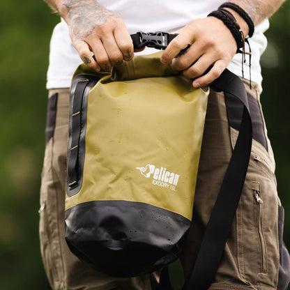 Pelican ExoDry 20L Medium Drybag - Waterproof - Shoulder Straps - Thick & Lightweight - Roll Top Dry Compression - Keeps Gear Dry for Kayaking, Rafting, Hiking and Fishing - Black
