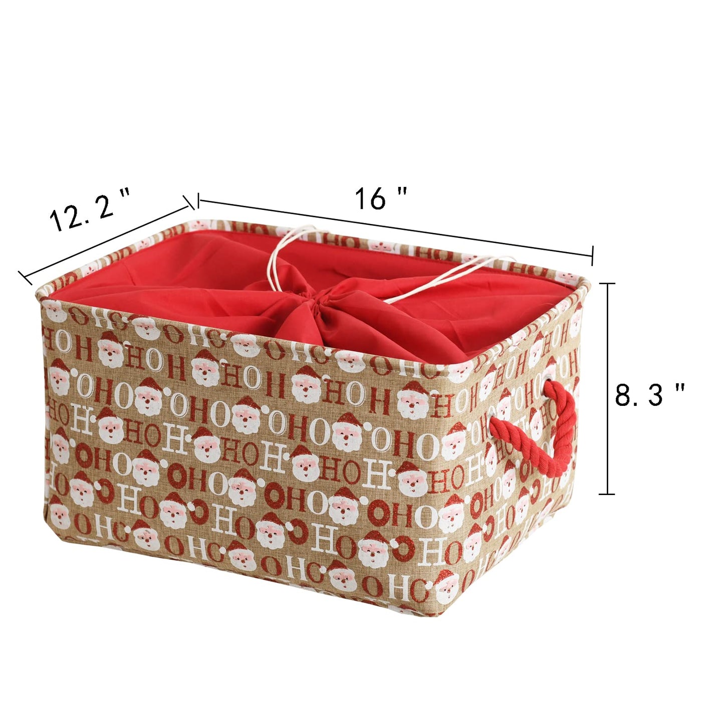 INough Christmas Baskets for Gifts Empty, Christmas Decor Collapsible Santa Storage Bins with Handles Bright and Festive Gift Storage Container for Christmas for Baby/Kids/Nursery Room