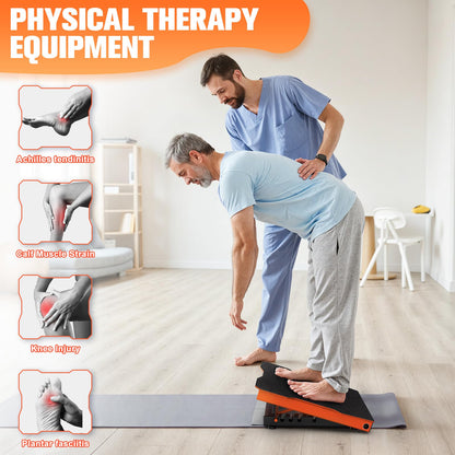 YONKFUL Steel Slant Board Calf Stretcher, 600 Lbs Weight Capacity 5-Level Adjustable Incline Board Squat Wedge Achilles Ankle Stretcher Non-Slip Surface for Squat, Fitness, Physical Therapy, Orange