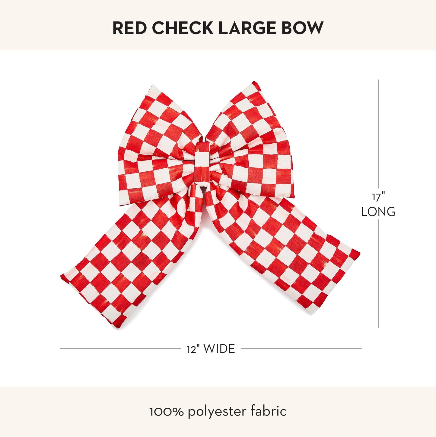 MACKENZIE-CHILDS Bow, Christmas Bow for Home Decor or Gifts, Large, Red-and-White Red Check