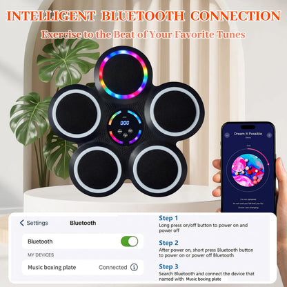 Music Boxing Machine, Smart Wall Mounted Music Punching Machine for Adults, Interactive Boxing Training Equipment with Gloves for Home, Office and Gym (RGB Light)