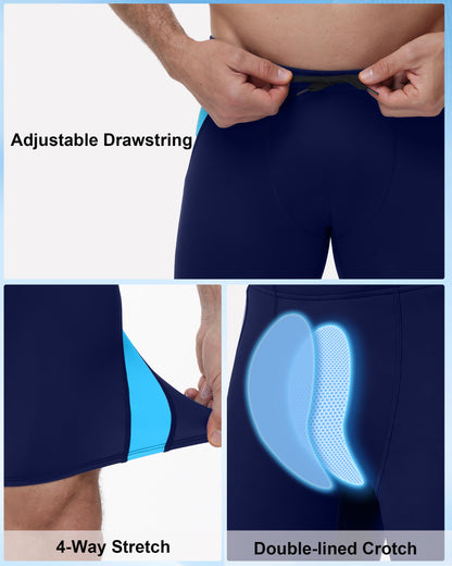 Roadbox Swim Jammers for Men, Athletic Swimsuit for Training Racing, Quick Dry Endurance Competitive Swimming Shorts UPF 50+