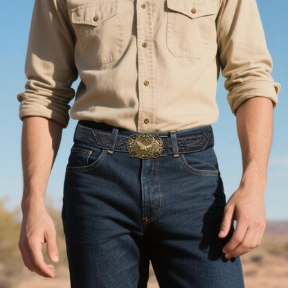 Dubulle Western Ratchet Belt Buckle Only 40mm Replacement Automatic Buckle Fits 1 3/8" Strap for Cowboy Business Dress