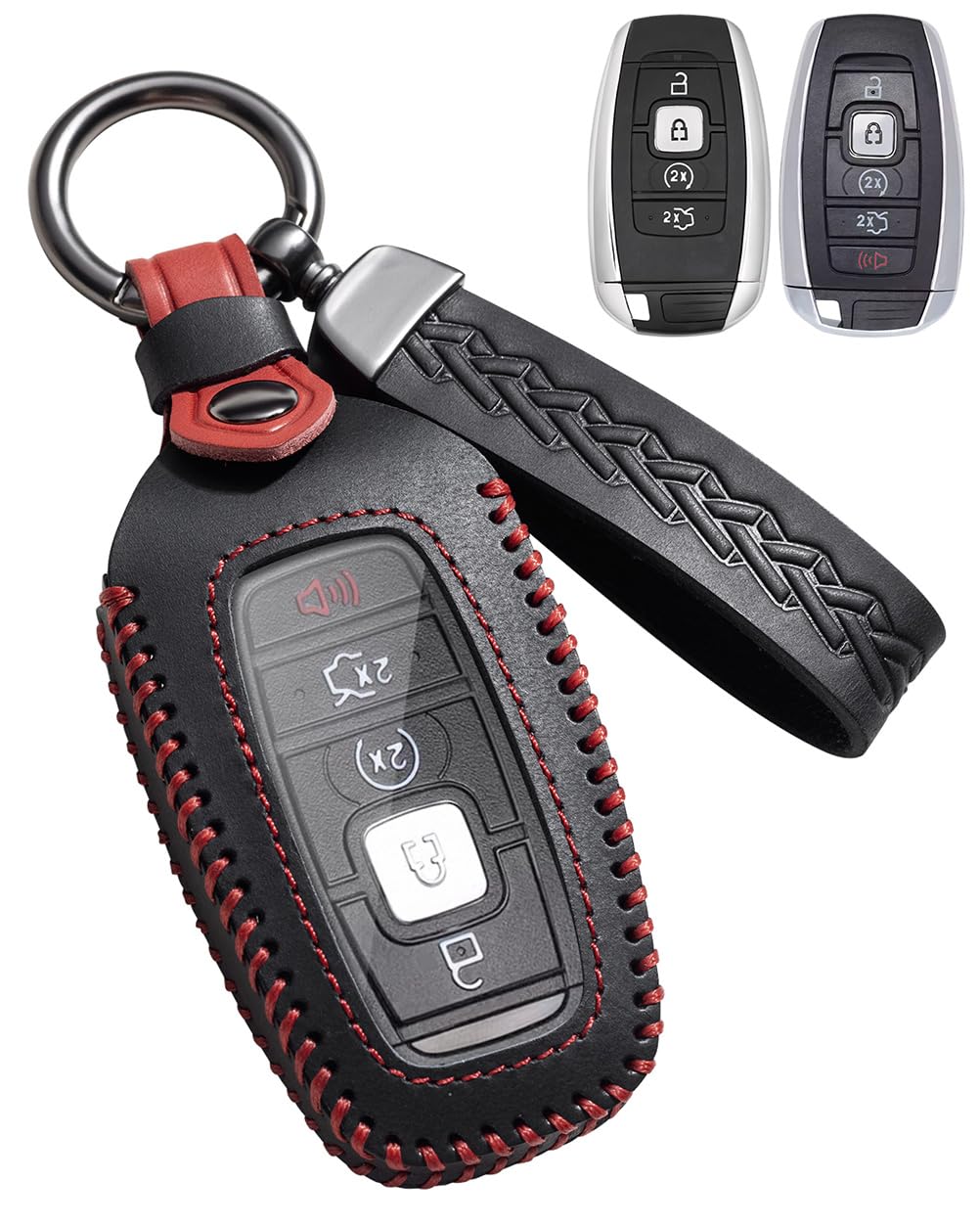 YINEOR Key Fob Cover Leather Car Key Case Keychain Fob Holder Compatible with Lincoln Continental MKC MKX MKZ Navigator Nautilus Corsair Aviator 2017-2026 (Black)