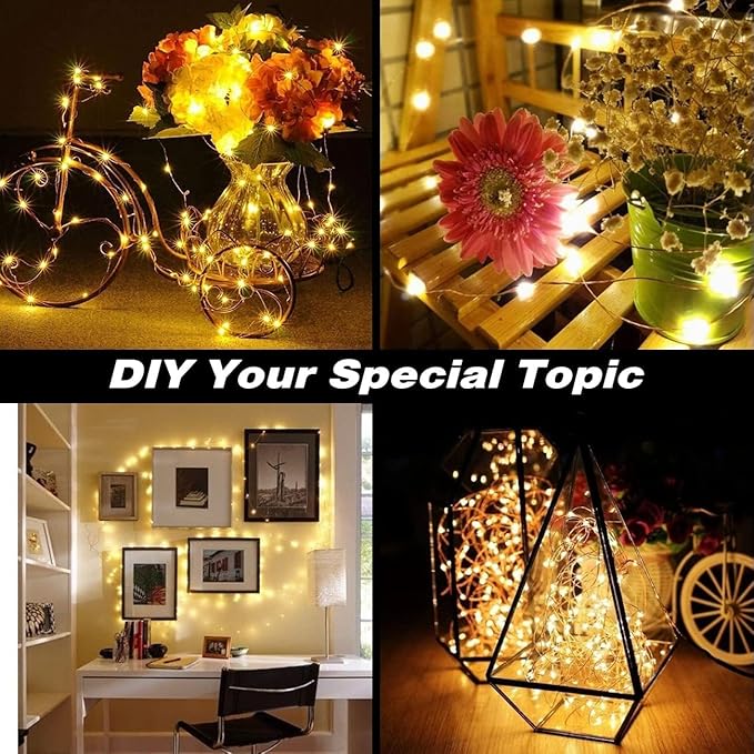 Fairy Lights Plug in,33Ft 100 LEDs Copper Lights Warm White,Christmas Lights Indoor Outdoor,Led Fairy String Lights for Bedroom Party Wedding Patio Christmas Tree Decoration