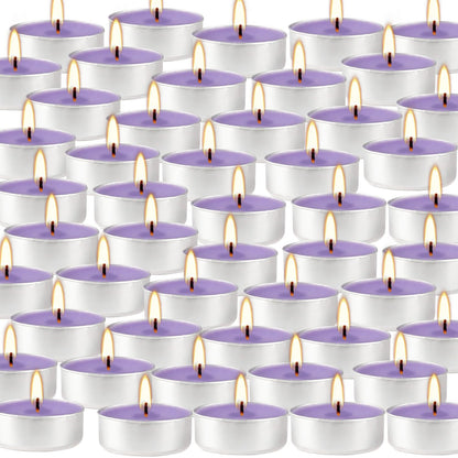 Wfmolcand Purple Lavender Scented Tealight Candles - Giant 100 Pack Candles -Smokeless, 4 Hour Burn - Gift Set for Valentine's Day, Christmas, Weddings Centerpiece & Home Decor