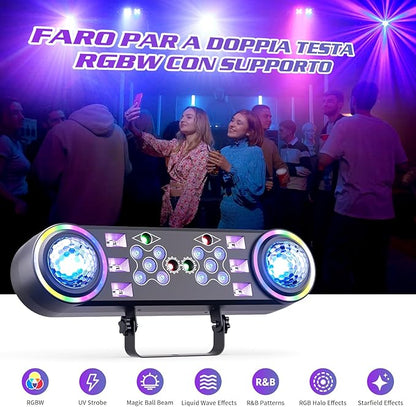 80W Dj Lights with Stand,7 in 1 Party Light Dj Disco Lights Sound Activated DMX Wireless Control with Rotating Ball,Strobe,UV,Colorful Effect for Stage KTV Band Wedding with Carry Bag (Black, 1)