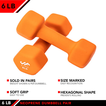 JFIT Neoprene Dumbbell (Set of 2), 6 LBS