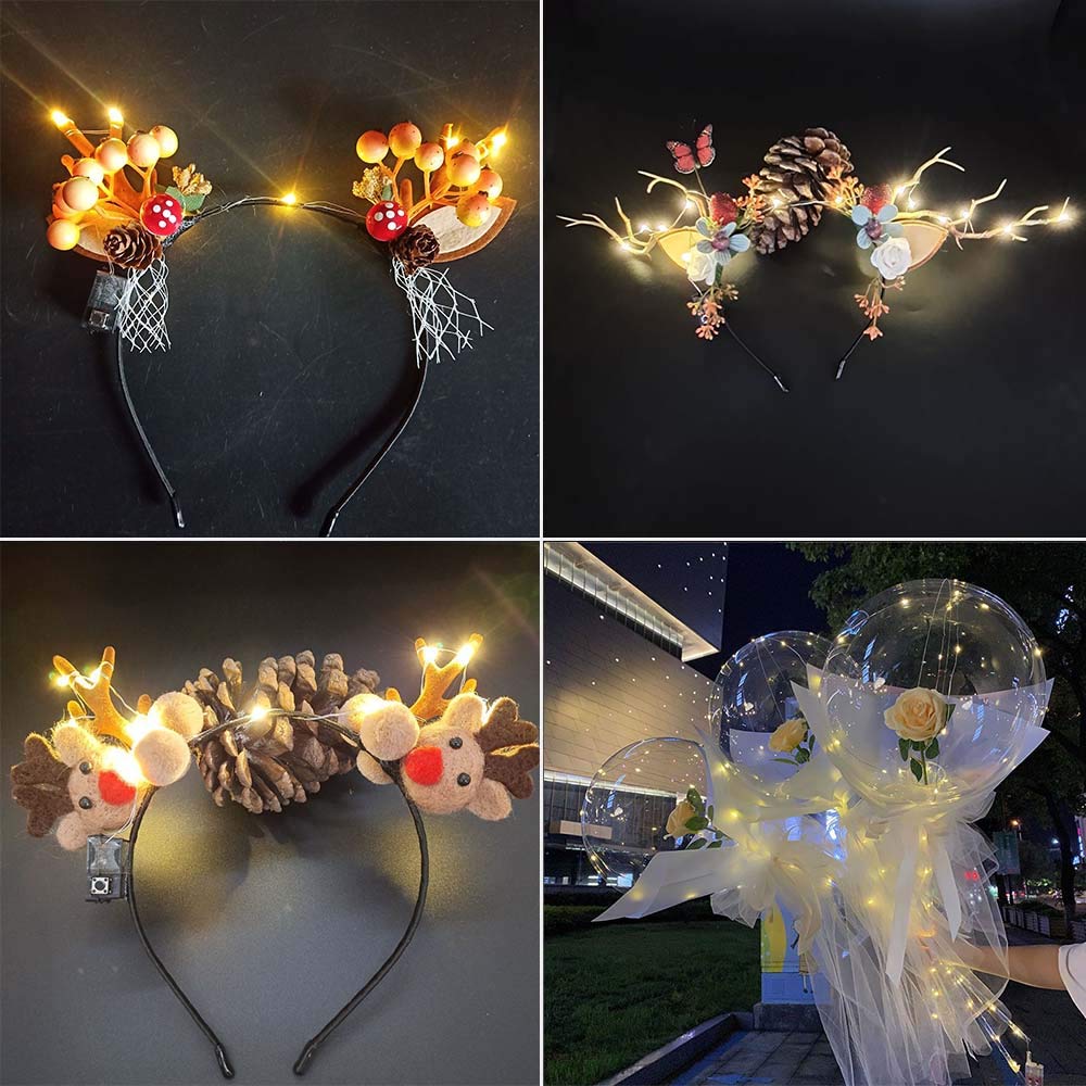 LIIDA LED Fairy String Lights, 12-Pack 20 Micro Lights On Silver Copper Wire (Batteries Include) for DIY Wedding Centerpiece, Mason Jar Craft, Christmas Tree, Garlands, Party Decoration (Warm White)