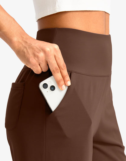 G Gradual Women's Bermuda Long Shorts with Pockets 7" High Waisted Knee Length Shorts for Women Walking Athletic Workout(Espresso-L7,3XL)