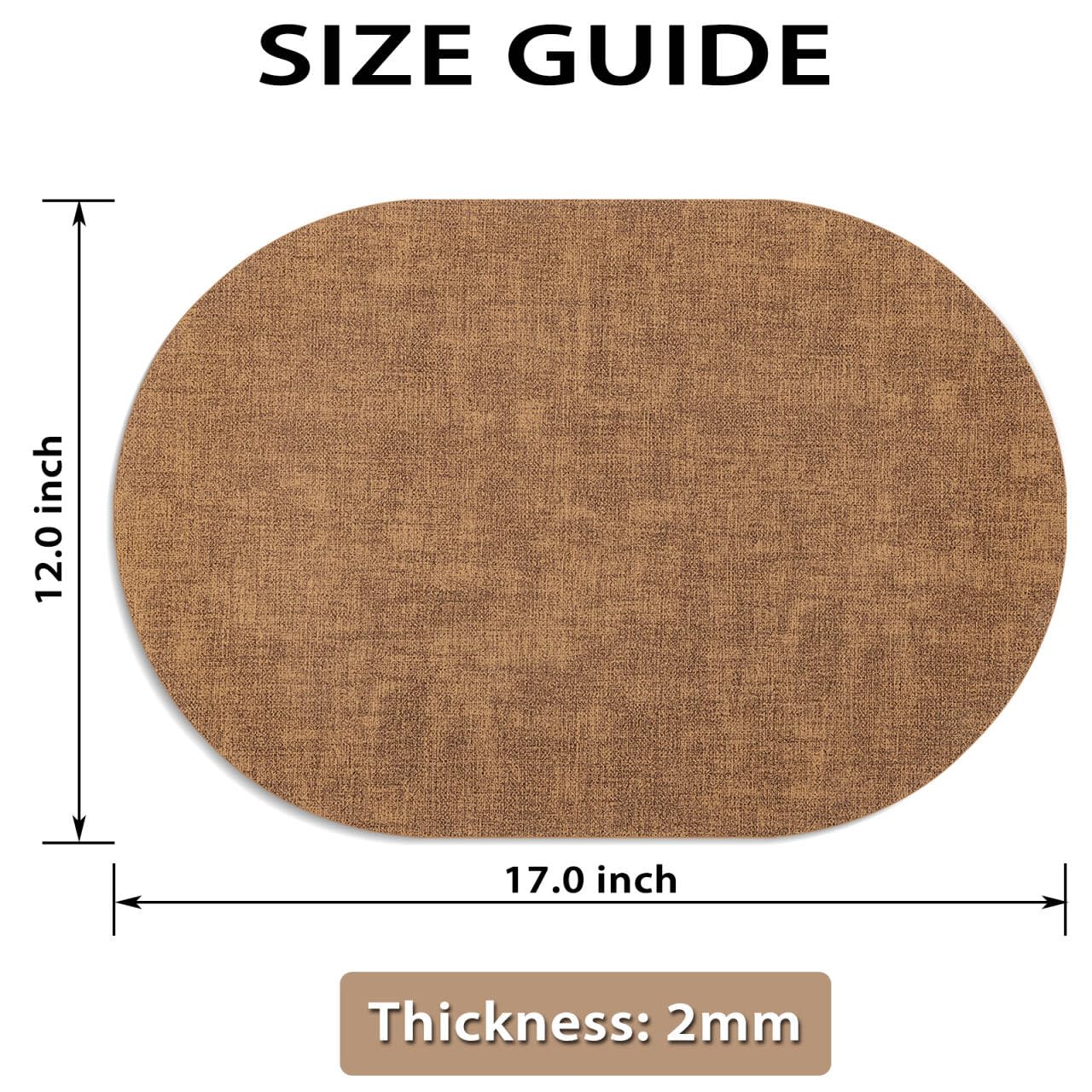 BARTHKIT Placemats Set of 6 - Washable Heat Resistant Table Placemats - Wipeable Faux Leather Oval Place Mats, Waterproof Table Mats for Dining Table, Brown