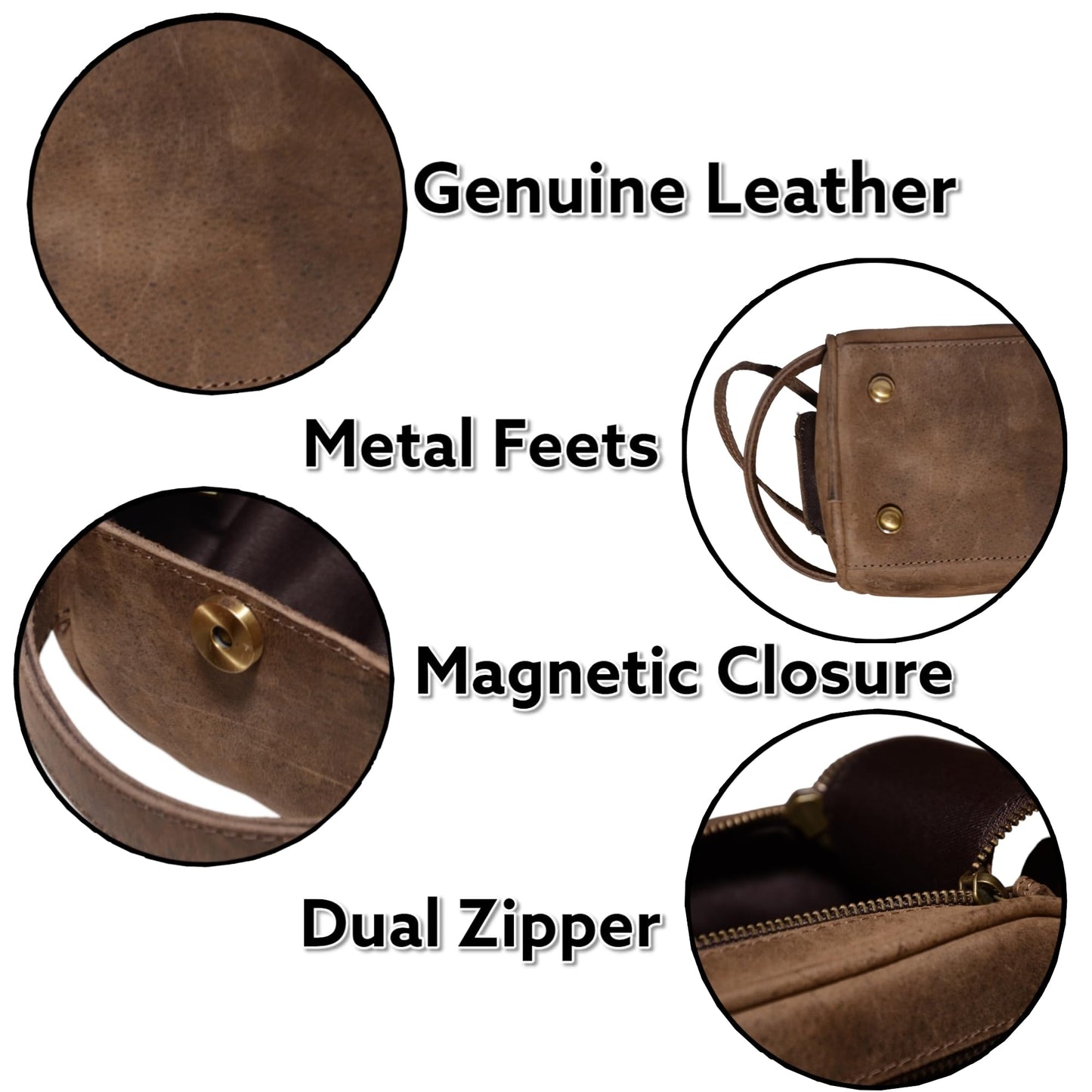 MILITARIA STUFFS Premium Buffalo Leather Unisex Toiletry Bag/Leather Travel Kit