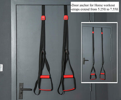 Training All-in-One Suspension Trainer Exercise Equipment Bundle,Bodyweight Fitness Resistance Trainer Kit with Pro Straps for Door Pull up Bar, Anchor Point for Complete Body Workouts V1
