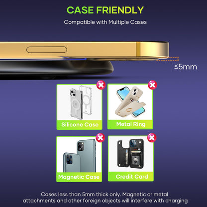Wireless Charger, Wireless Charging Pad for iPhone 17/16/15/14/13/12/11 Pro/Pro Max/XS Max/XR/SE, Wireless Charging Mat Station for Samsung Galaxy S25/S22/S21S20/S10/S9/Note10/9, AirPods 2/Pro