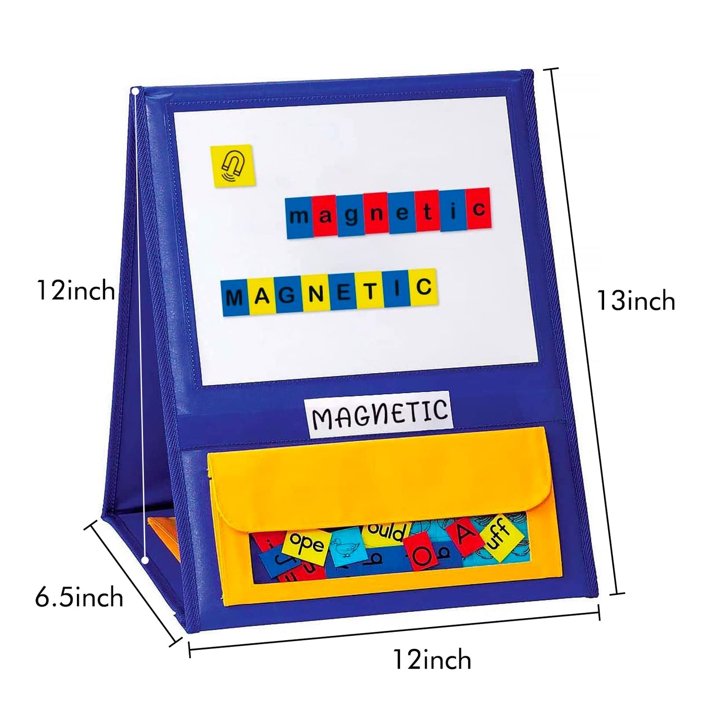 Godery Magnetic Desktop Tabletop Pocket Chart Stand, Double Sided Small Pocket Chart for Classroom Home (15" X 12.5")