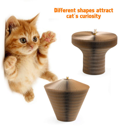 Koimsec Collapsible Cat Scratcher Lounge, Cardboard Cat Bed, Corrugated Pet Scratcher Pad, Round Cat Scratching Bed Nest for Indoor Big Large Kitty Kitten Cats