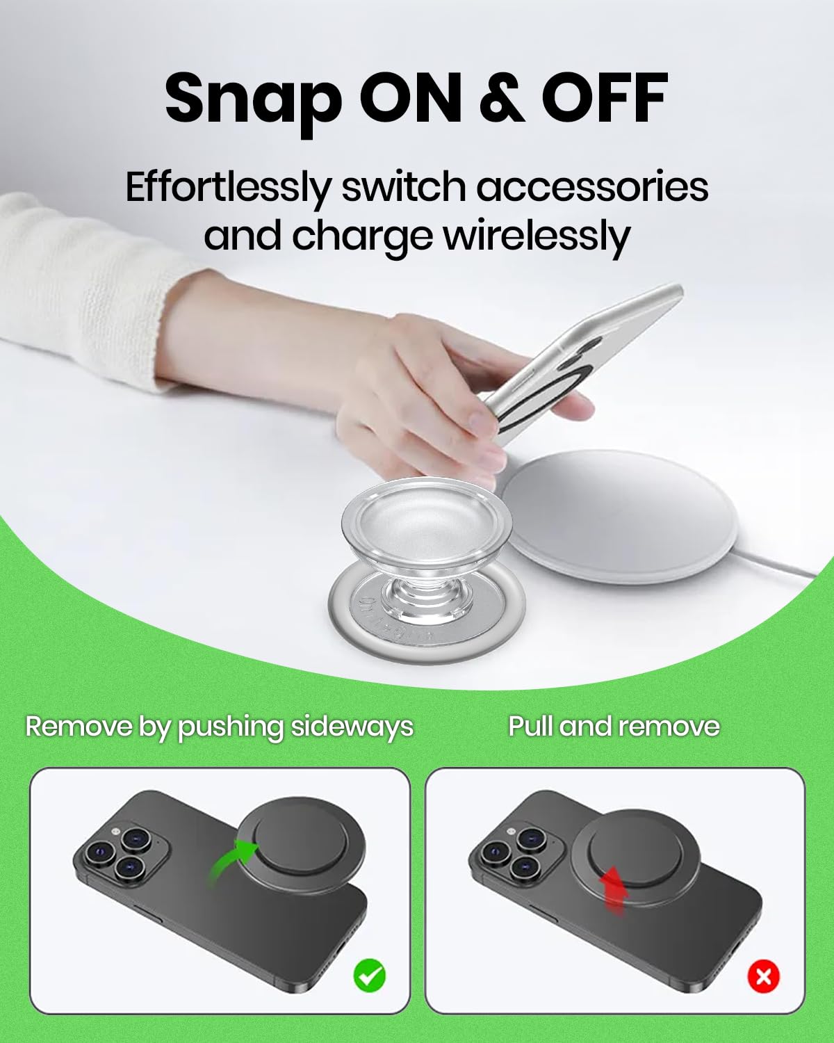On The Grip Magnetic 3D Gummy Bear Style Expandable Collapsible Mobile Phone Grip Stand Holder for Smartphone Tablet Cell Phone Accessory (Matte Holographic)