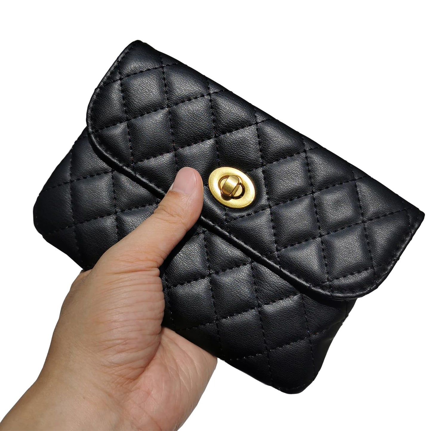 Larswon Chain Belt Bag for Women, Synthetic Leather Belt Purse Chain Purse Mini Goth Fanny Pack Fashion Waist Packs Detachable Small
