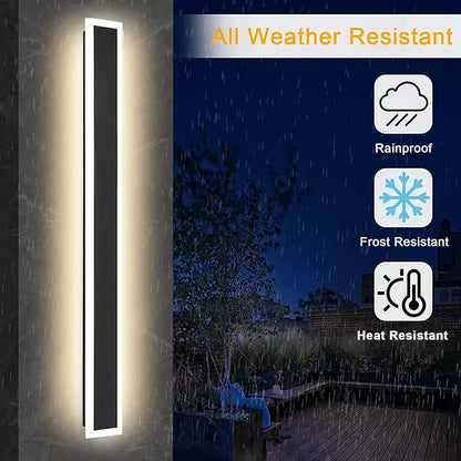 2Pack-47.2INCH Long Outdoor LED Wall Lights,38W Waterproof IP65 Warm White 120V LED Wall Mount Light Fixture Acrylic Black Exterior Wall Lights for House Courtyard Balcony Porch