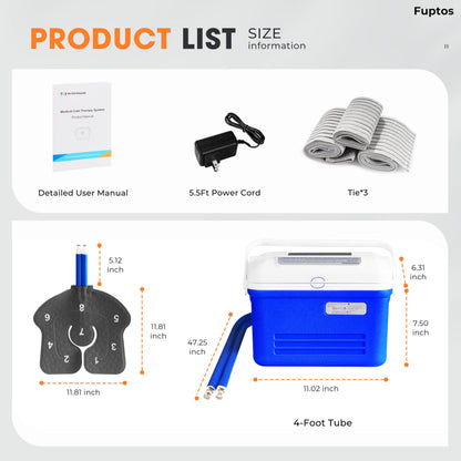 Fuptos Cold Therapy Machine for Knee & Shoulder, Pain Relief, Post-Surgery Recovery, Cryotherapy for Muscle Recovery, Sports Injuries, Digital Timer, Quiet Pump, Universal Ice Pad