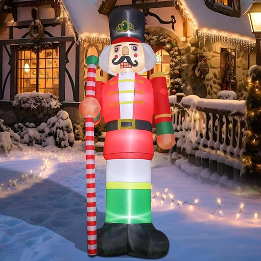 11.8ft Christmas Inflatables Nutcracker Soldier Giant Christmas Blow Up Yard Decorations Christmas Inflatable with Built-in LED Lights Yard Lawn Garden Home Party Decor