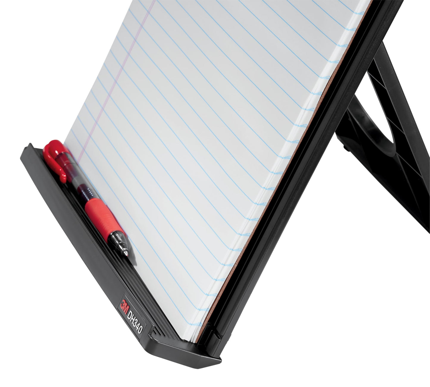 3M Desktop Document Holder Copy Holder, Adjustable Clip Holds Portrait and Landscape Documents for Easy Viewing, Bottom Ledge Has Lip to Keep up to 150 Sheets Securely in Place, Black (DH340MB)