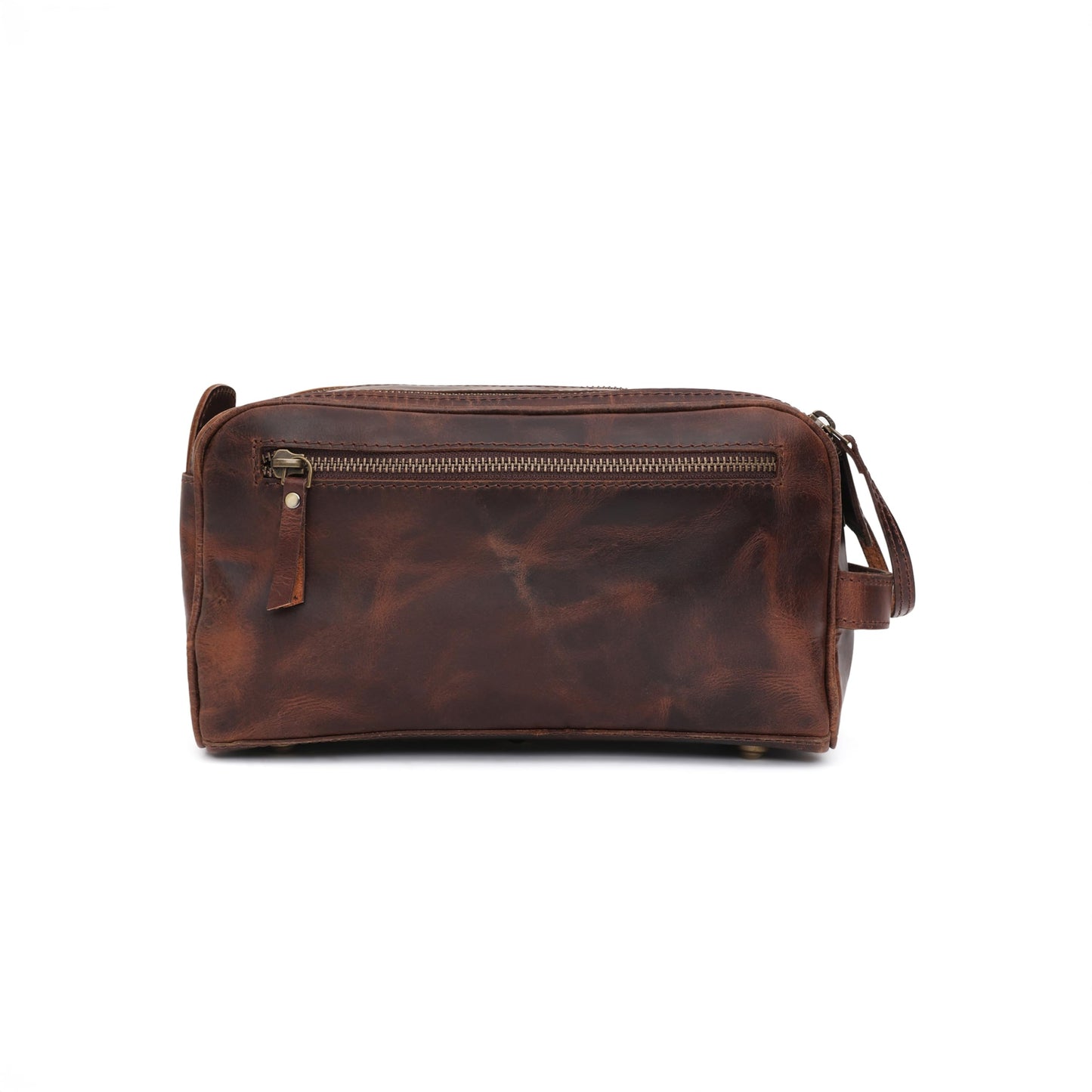 Autentico Leather Toiletry Bag for Men – Genuine Leather Dopp Kit, Travel Organizer for Grooming Essentials, Large Shaving Kit Pouch, Durable Dark Brown Gift for Men