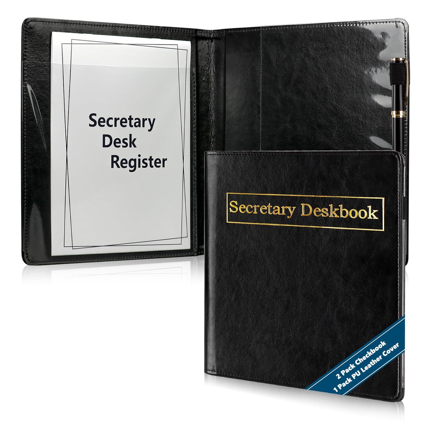 3 Pack Secretary Deskbook Check Register Cover 8.4*9 Inch Transaction Register Book 6.3*8.2 Inch Checkbook Transaction Register Executive Checkminder Checks Cover For Track Payments Deposits Finances
