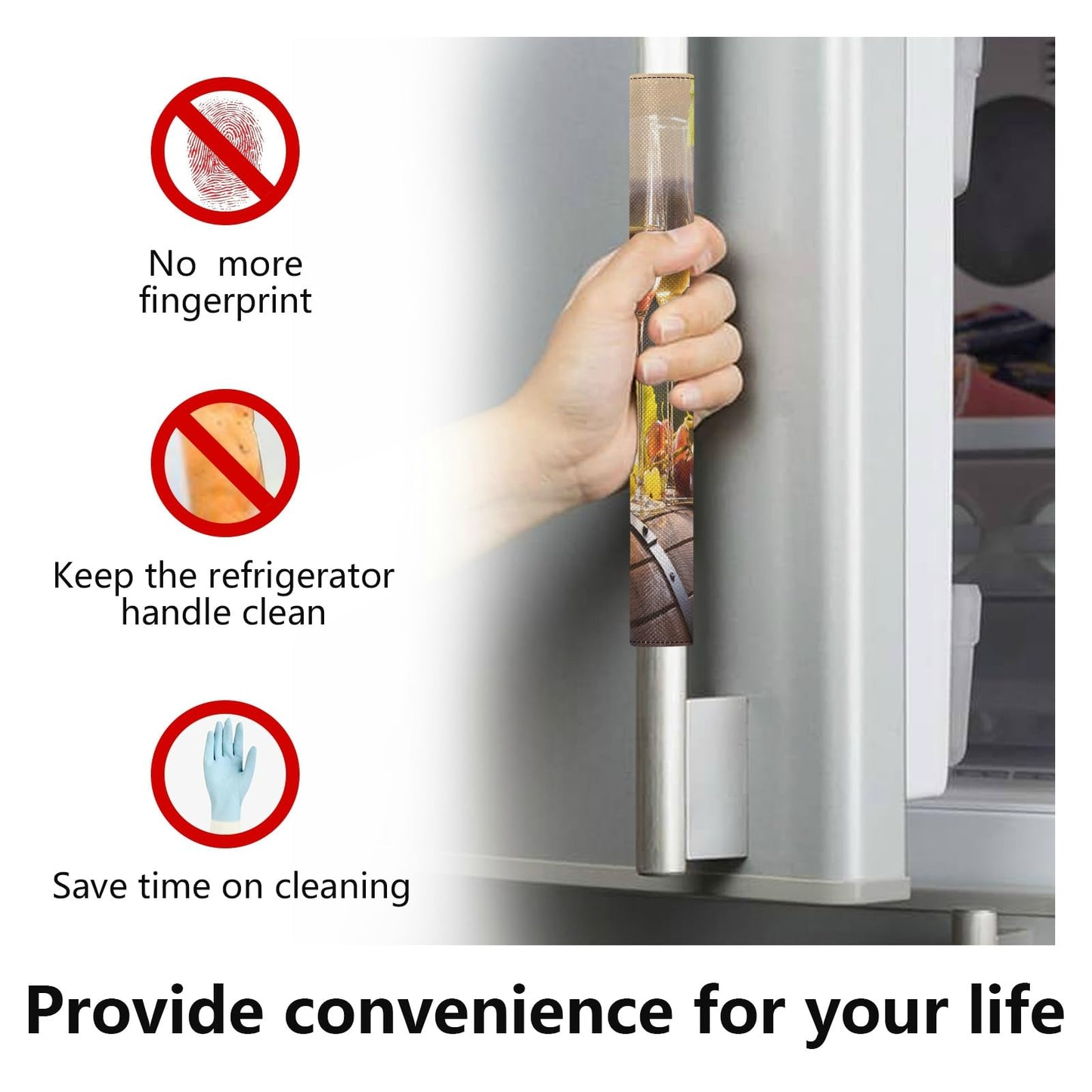Eionryn Wine Glass Grapes Barrel Refrigerator Door Handle Covers Farmhouse Vineyard Fruit Kitchen Appliances Gloves for Microwave Dishwasher Fridge Door Cloth Protector 2pcs