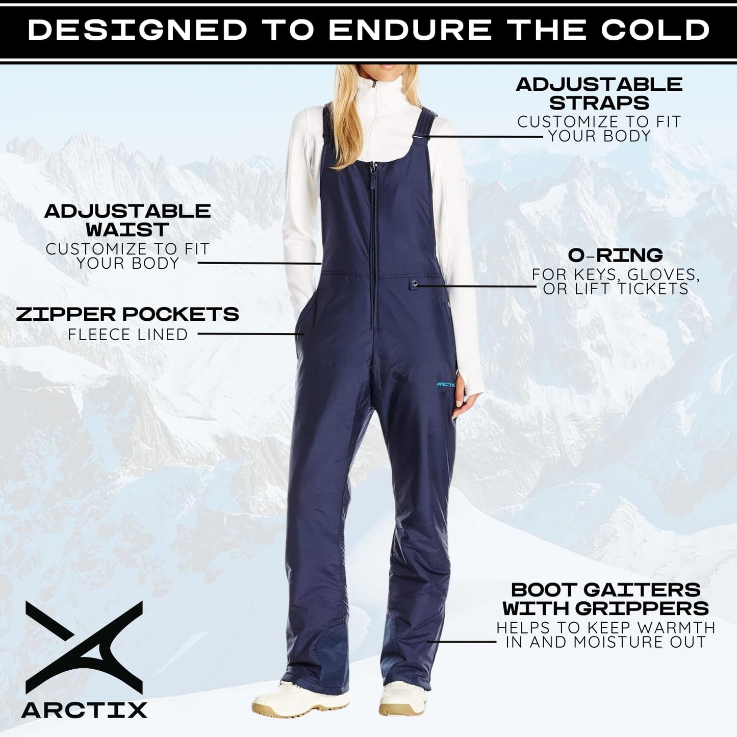 Arctix Women's Essential Insulated Bib Overalls, Blue Night, 2X Tall