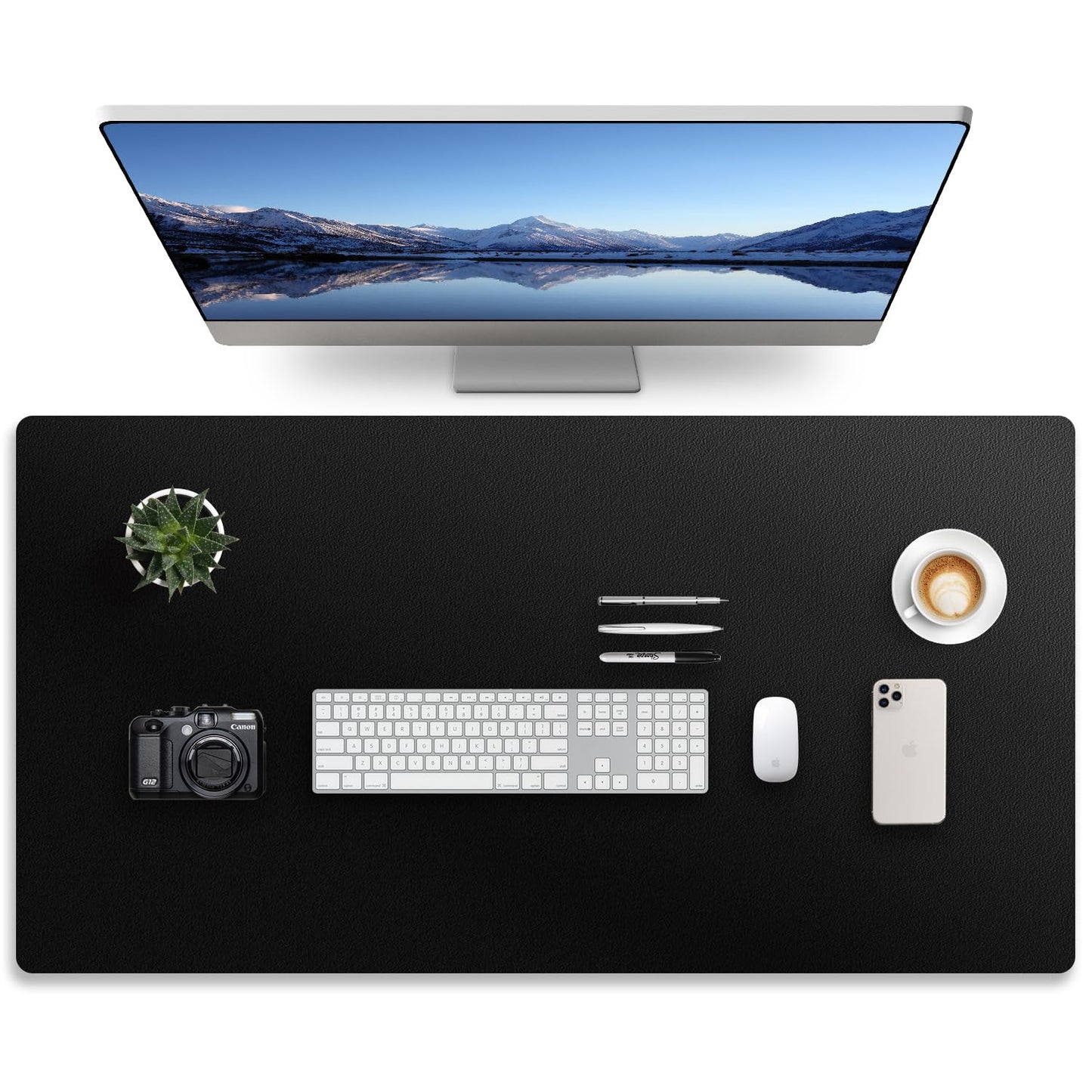 MONOMI Large Desk Mat 47.2" x 23.6",Leather Desk mat,Desk matt for Desktop,Large Mouse Pad,Office Desk mat,Waterproof Desk Blotter pad for Office&Home(Black)