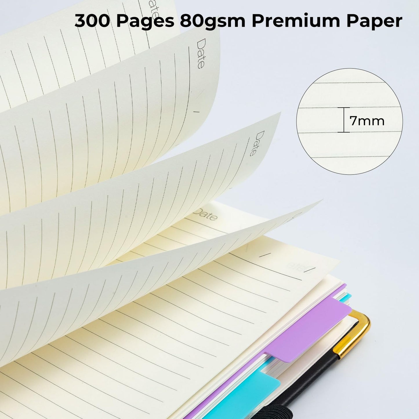 M&G Hardcover Spiral Notebook, 5 Subject Noteboook College Ruled 300 Page, Large 8"x10" B5 Notebooks for Work School, Lined Journal for Women & Men, Black