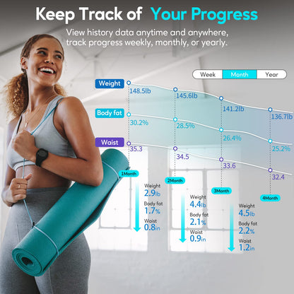 arboleaf Digital Body Tape Measure, 60in Body Measuring Tape, Bluetooth Measuring Tape for Body Measurements with App, Body Fat Measurement Device for Weight Loss, Locking, Retractable