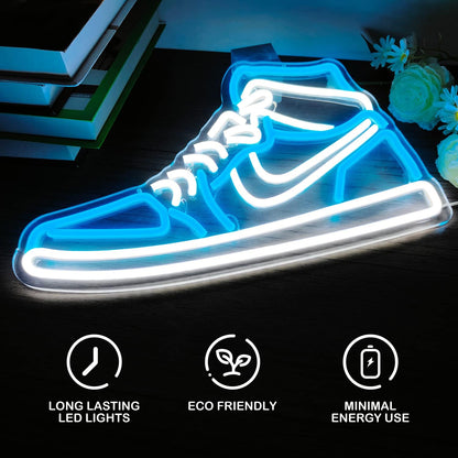 Sneaker Neon Sign Sports Shoe Neon Signs for Wall Dimmable LED Boys Neon Lights for Bedroom Man Cave Home Party Neon Bar Sign Shoes Light up Signs Wall Decor(Ice Bule)