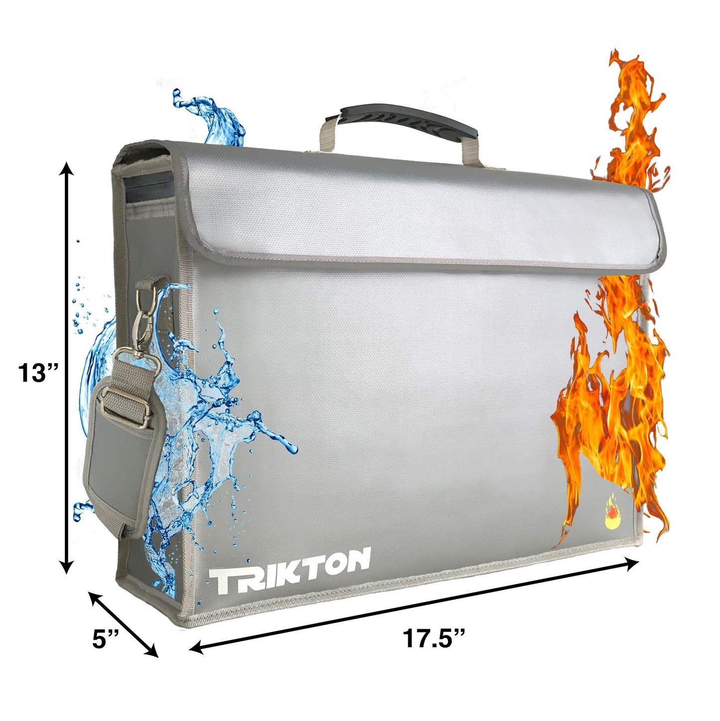 Fireproof & Waterproof Document Bag XXL 17.5x13x5 with TSA Lock, High-Viz Design, Flexible Fireproof Bag for A3 & Legal Size Files, Developed by USA Engineers & Firefighters, Travel Ready