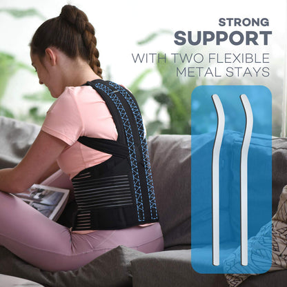 sicheer Posture Corrector for Women and Men Back Brace Straightener Shoulder Upright Support Trainer for Body Correction and Neck Pain Relief, Large(waist 39-41 inch)