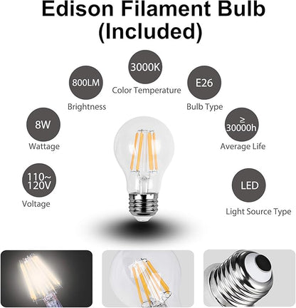 FUDESY 1-Pack 15 1/3" High Classic Outdoor Wall Lantern, 3000K Dimmable LED Edison Filament Bulb Included, Anti-Corrosion Plastic Materials, Black, FDS2542EB1