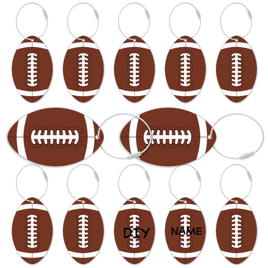 12 Pcs Football Luggage Tags for Suitcases Travel Suitcase Labels with Metal Ring 2.75in Football Keychain,Football Accessories PVC Name Id and DIY Pocket Hug Card for Men Women Travel Bag Suitcase