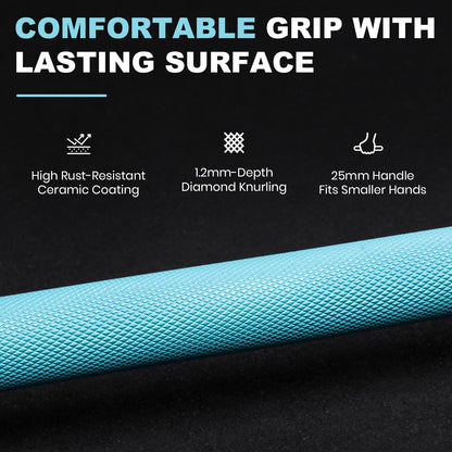 LIONSCOOL Premium 4ft/4.9ft/6ft Barbell for Strength Training and Olympic Weightlifting, 2 Inch Weight Bar for Squats, Curls, Deadlifts, Presses, Hip Thrusts, 350lbs/500lbs Capacity (Turquoise & Black, 4 ft)