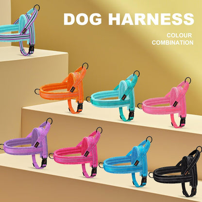 Didog Soft Flannel Padded Dog Vest Harness, No Pull/Quick Fit Reflective Dog Strap Harness, Easy for Training Walking (L:Chest 26-32", Black)