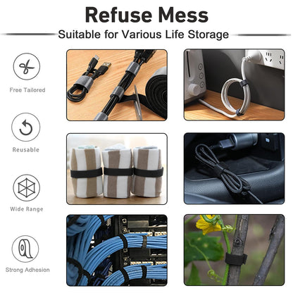 164ft x 1/2 inch Reusable Fastening Cable Ties, Hitotsu Hook and Loop Roll, Self-Gripping Bundling Strips for Cord Manage,Home, Office, Electrical Cords, Data Center, Host Room, Black, 2 Roll