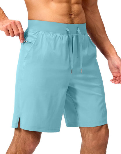 Soothfeel Men's Running Shorts with Zipper Pockets 9 Inch Lightweight Quick Dry Gym Sports Athletic Workout Basketball Shorts for Men (Hot Pink, XXXL)