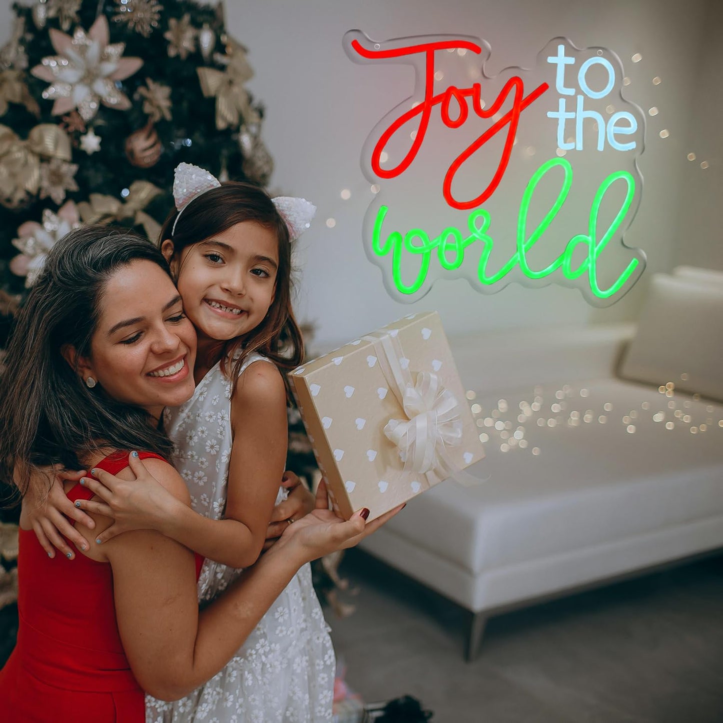Joy to the World Neon Light Sign Happy Winter Holiday LED Sign Art Wall Decor Red Green Christmas Neon Sign for Thanksgiving New Year's Day Xmas Party Countdown Party