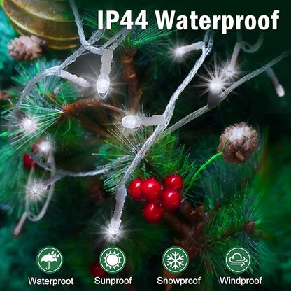 SAUIRS 60FT 160 LED Christmas Lights Outdoor String Lights with 8 Modes Timer Waterproof Fairy Light Plug in for Outside Indoor Party Xmas Palm Tree Yard Wedding Decorations(Cool White)