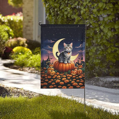 Halloween Cute Cat Pumpkin Garden Flag for Fall Festival Porch Patio Farmhouse Outdoor Yard Decoration Vertical Double Sided Burlap 12.5 x 18 Inch