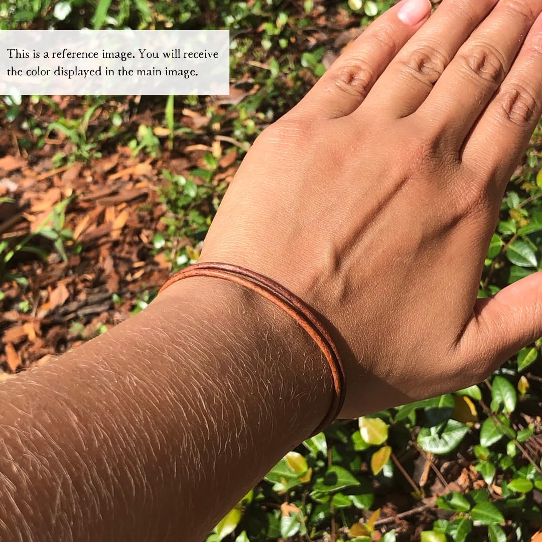 2 mm Men Genuine Leather Bracelet - Handmade Adjustable Cuff, Mens Minimalism Leather Wrap Wristband, Simple Accessories, Premium Leather, Women Gift To Boyfriend, Pulsera Hombre (Distressed)