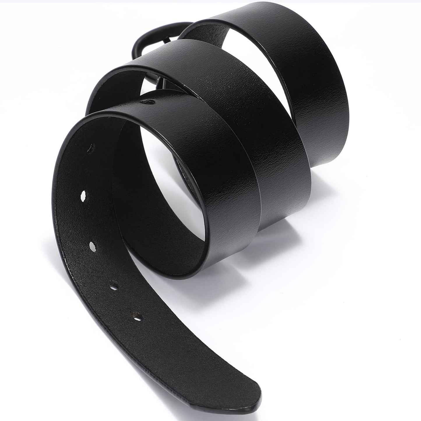 WHIPPY Women Leather Belt for Jeans Pants Dresses Black Ladies Waist Belt with Pin Buckle, Black, S
